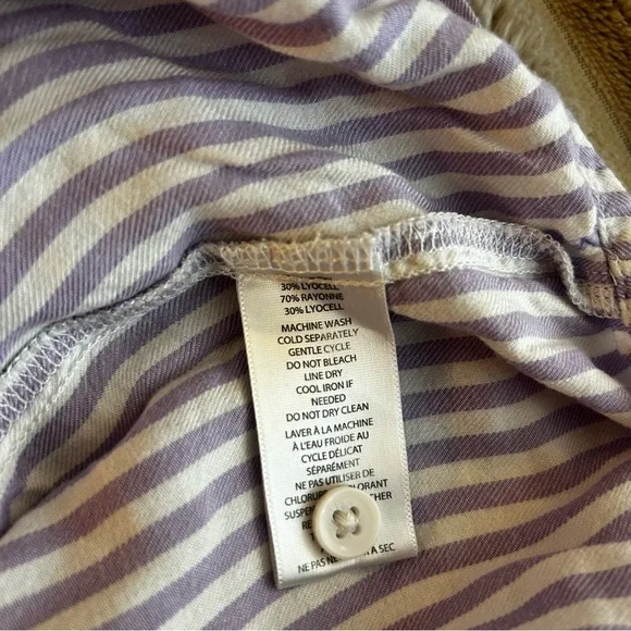 Beach Lunch Lounge Womens Purple & White Striped Button-Up Long Sleeve Shirt XL - Picture 9 of 9